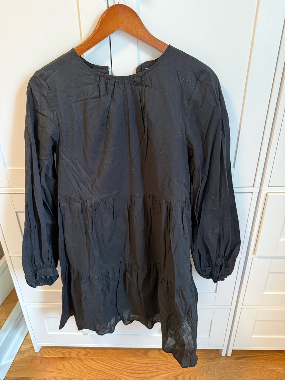 Who What Wear Black Tiered Long-Sleeve Tunic Dress
